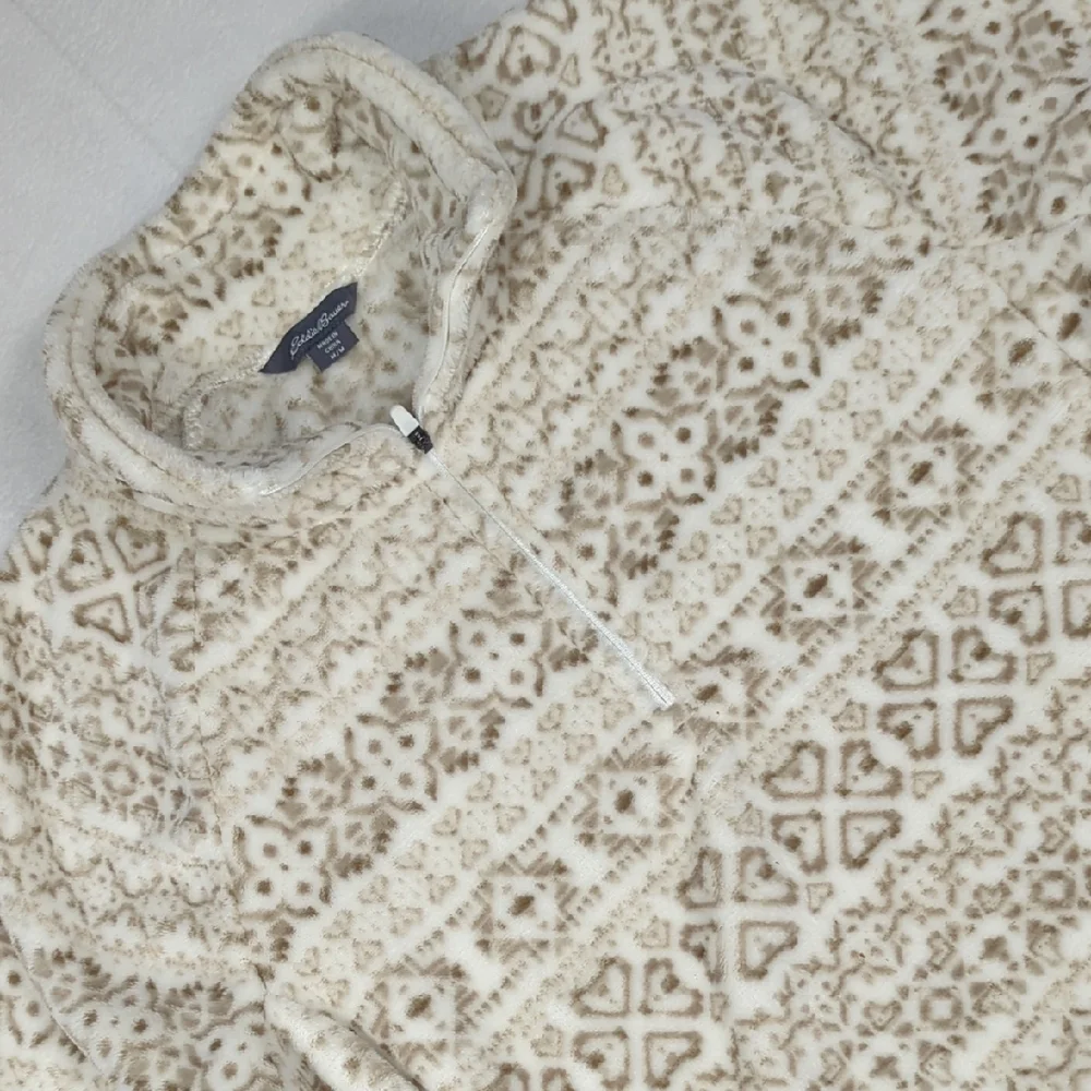 Eddie Bauer Aztec Pattern Soft Fleece Quarter Zip Pullover Women's Medium‎